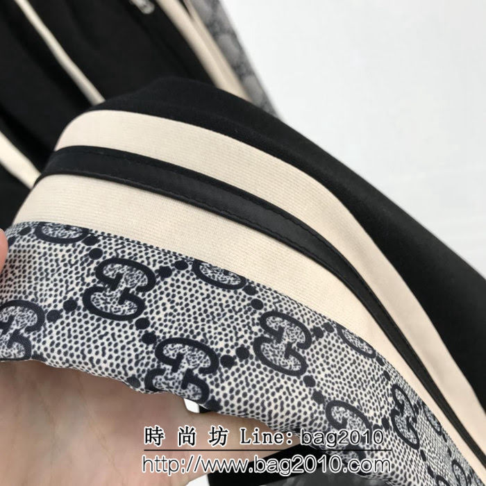 Gucci古奇 18ss秋冬新款衛褲 雙側不同面料拼接雙G圖案 定制五金拉鏈 純棉毛圈面料 高版本男女同款 ydi2072